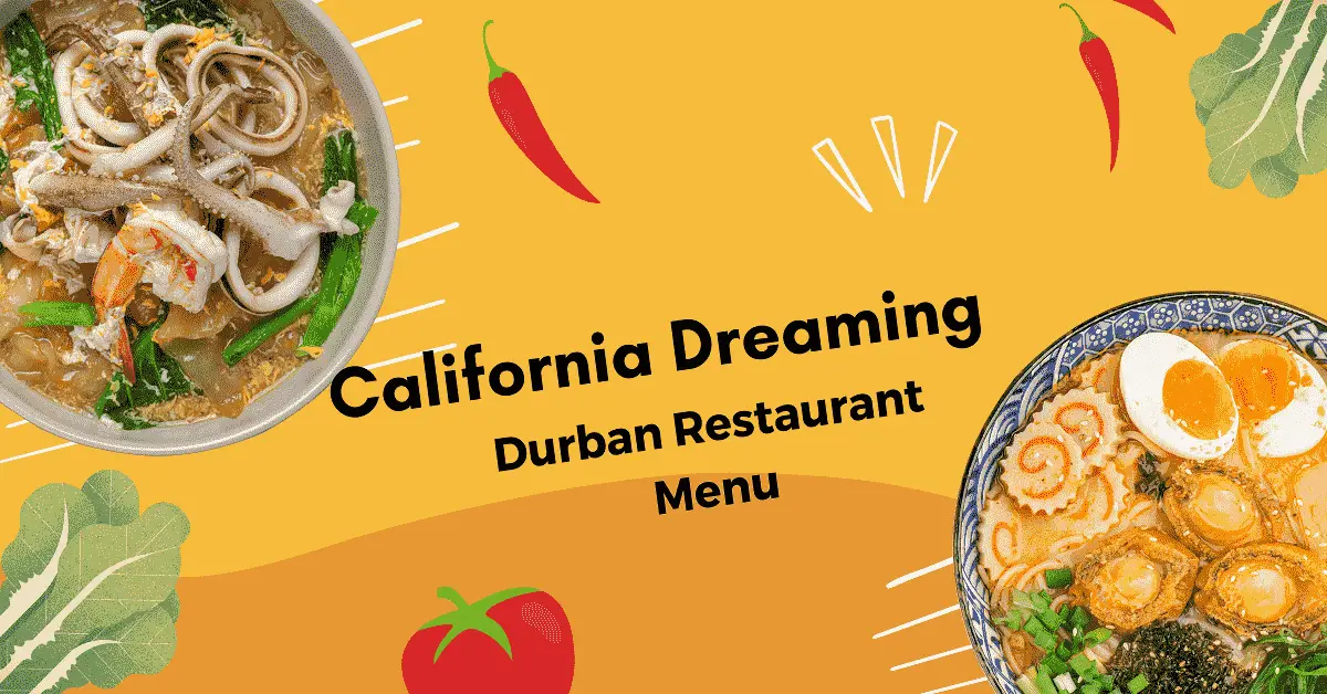 California Dreaming restaurant menu